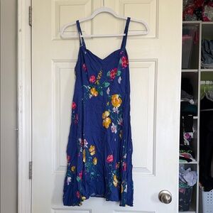 Old Navy Royal Blue Floral Spaghetti-Strap Midi Dress